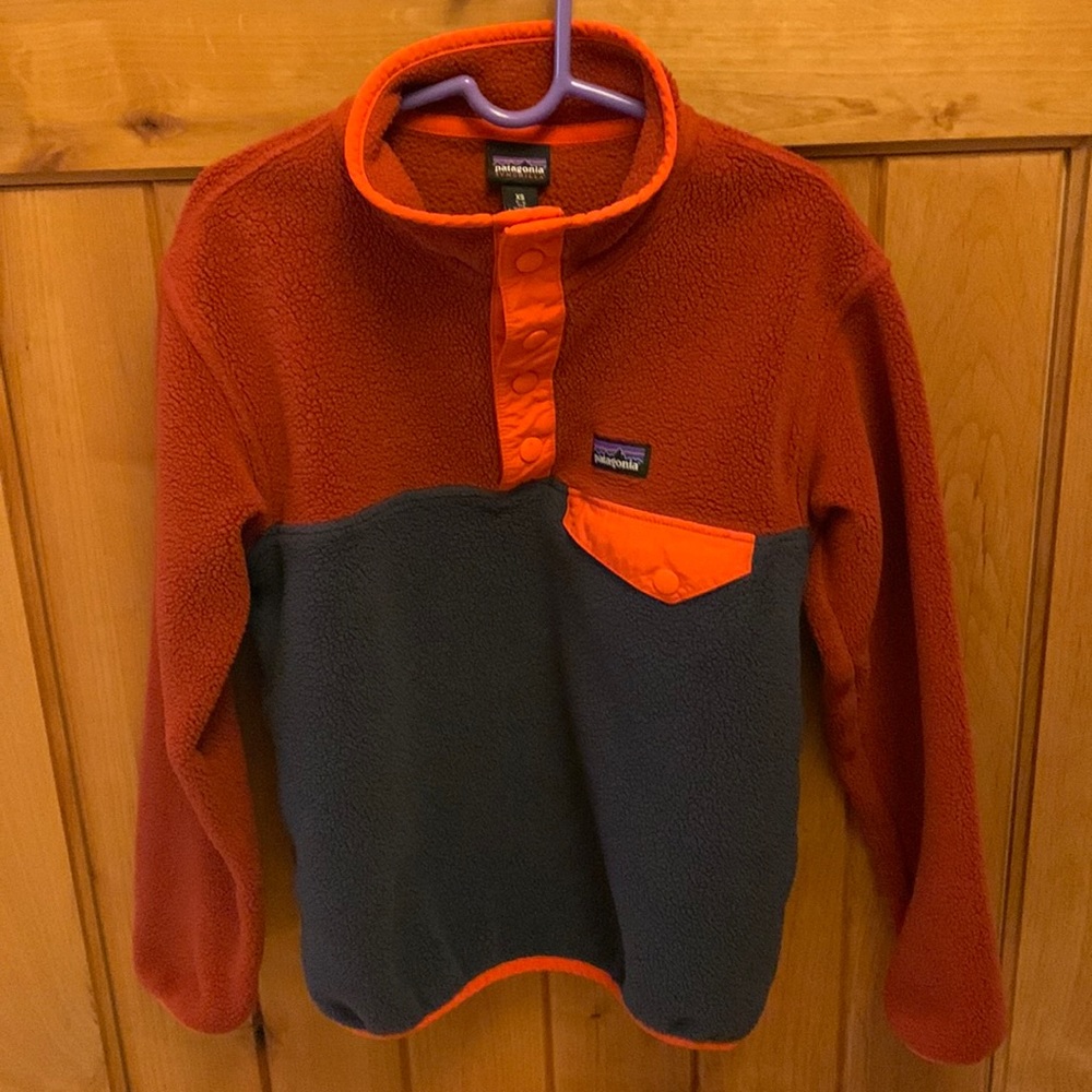 Orange and gray Patagonia Pullover